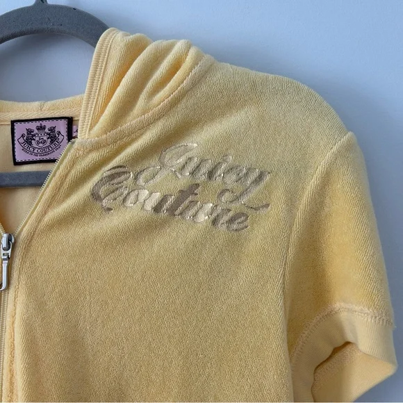 Vintage Juicy Couture Y2K Yellow Short Sleeve Track Suit Jacket XL - Picture 3 of 10